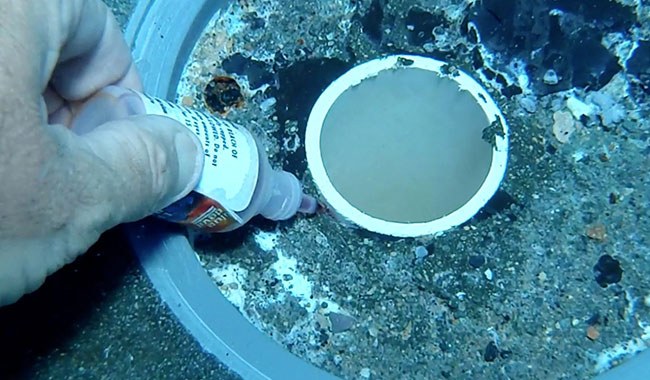 Dye test revealing a leak underwater